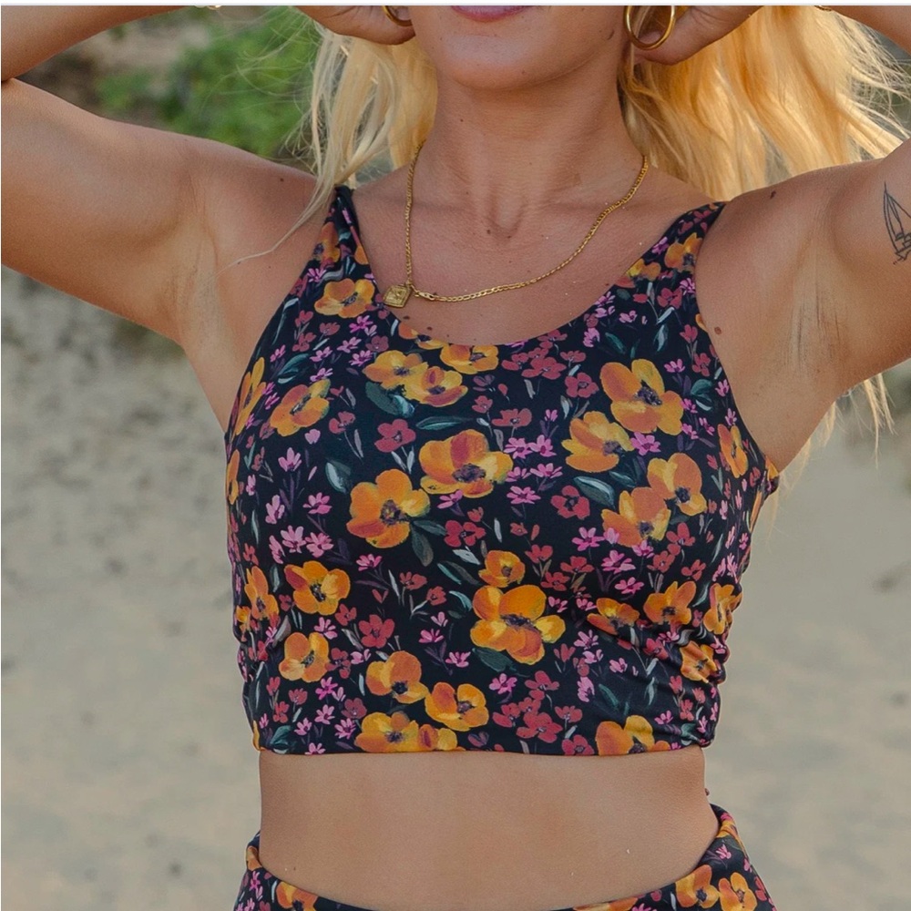 NWT Maven Thread Coastal Longline Bikini Top - Dusk Floral size M & XS